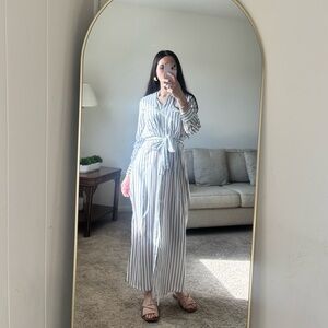 Striped White and Blue Maxi Dress